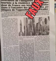Non, l’ambassadeur de France n’a pas reçu des leaders de l’opposition et de société civile