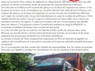 Faux, La Minusca n’a pas posé des mines à Bomari
