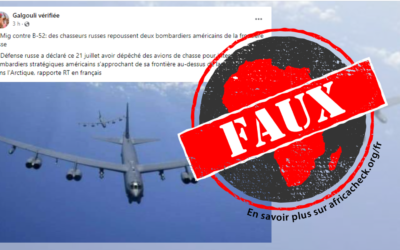 Faux, cette image ne montre pas des avions de chasse russes empêchant des bombardiers américains de survoler l’océan Arctique
